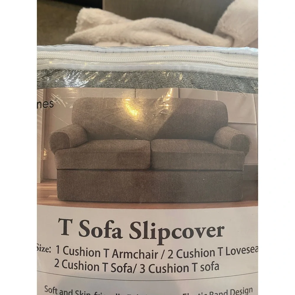 Jcones Light Gray 3 Piece T-Cushion‎ Loveseat Slipcover Stretch Sofa Cover NEW